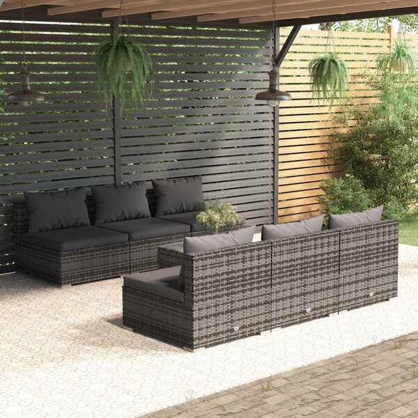 Maison Exclusive – 7-dielna záhradná súprava s vankúšmi Poly Rattan Grey