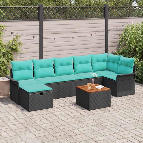Maison Exclusive - Záhradný nábytok s vankúmi 8 ks ierny Poly Rattan