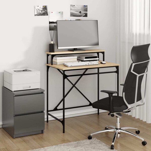 Maison Exclusive - písací stôl Sonoma dub 80x50x90 cm drevený materiál a železo