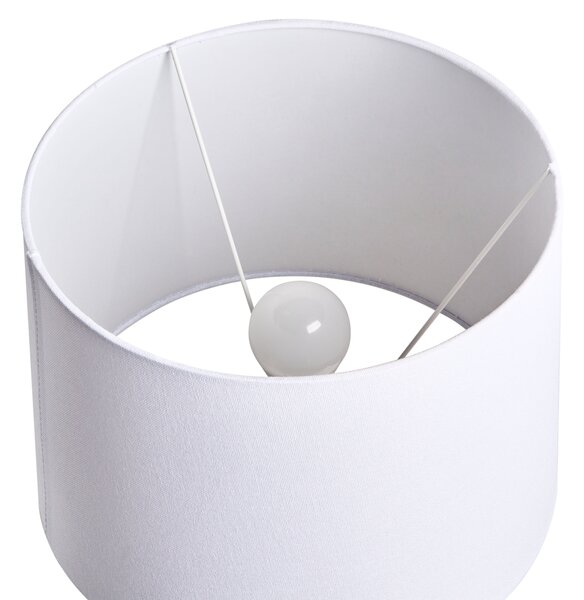 Stolná lampa biela keramický podstavec ľanové tienidlo elegantný moderný glamour štýl obývacia izba spálňa