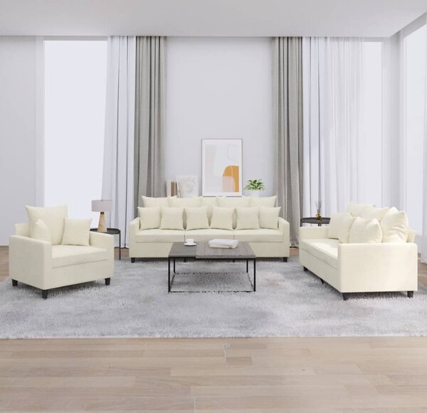 Maison Exclusive – 3-dielna sedacia súprava s vankúšmi, krémový zamat