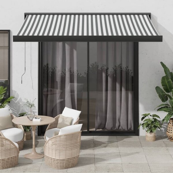 Maison Exclusive – Manuálna markíza, rozmery 3 x 2,5 m, pruhovaná (antracitová a biela)