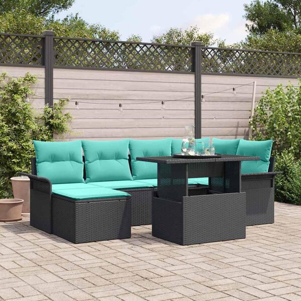 Maison Exclusive - Záhradná súprava s vankúmi 7 ks ierna Poly-rattan
