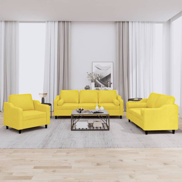 Maison Exclusive – 3-dielna sedacia súprava s vankúšmi, svetložltá látka