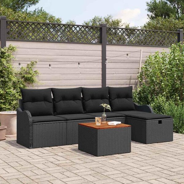 Maison Exclusive - Záhradný nábytok s vankúmi 6 ks ierny Poly-rattan