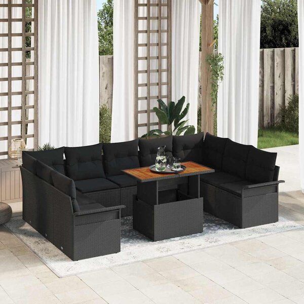 Maison Exclusive - Záhradný nábytok s úloným priestorom 10 ks ierny Poly Rattan