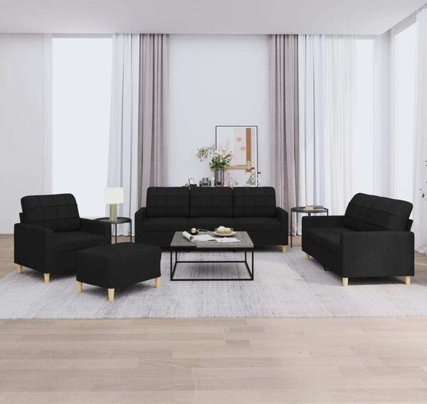 Maison Exclusive – 4-dielna sedacia súprava s vankúmi, ierna látka