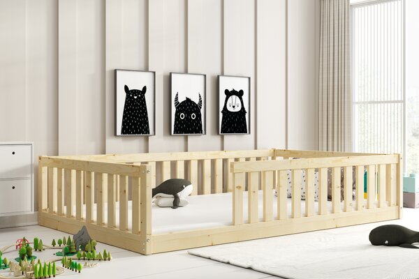 HRUŠKA Široká posteľ BELLA SIMA 120×200 cm Montessori – prírodná borovica