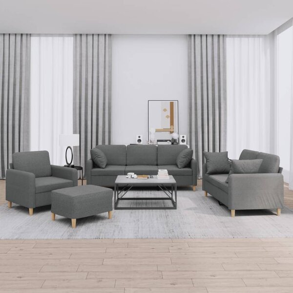 Maison Exclusive – 4-dielna sedacia súprava s vankúšmi, tmavosivá látka