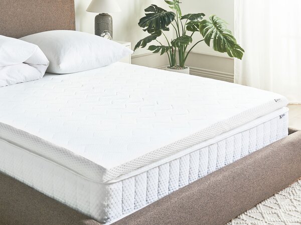 Vrchný matrac biela gélová pena polyesterový poťah 160 x 200 cm topper podložka na posteľ spálňa
