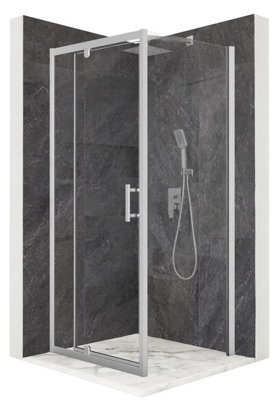 Sprchový kút 100x100cm otoné dvere strieborné ESG 6mm sklo + povrchová úprava