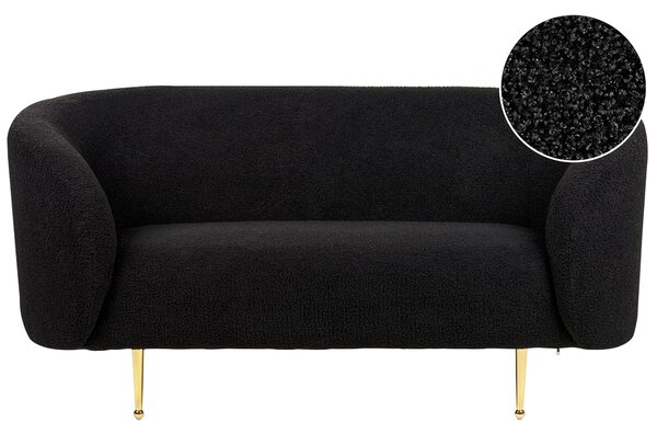 2-miestna pohovka čierna buklé čalúnenie zlaté nohy zaoblené operadlo retro glamour art deco štýl