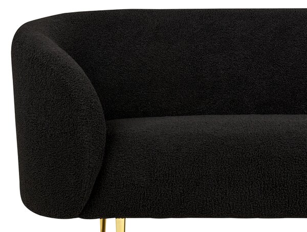 2-miestna pohovka čierna buklé čalúnenie zlaté nohy zaoblené operadlo retro glamour art deco štýl