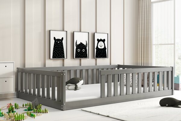 HRUŠKA Široká posteľ BELLA SIMA 120×200 cm Montessori – grafitová