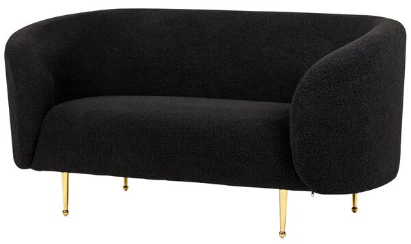 2-miestna pohovka čierna buklé čalúnenie zlaté nohy zaoblené operadlo retro glamour art deco štýl