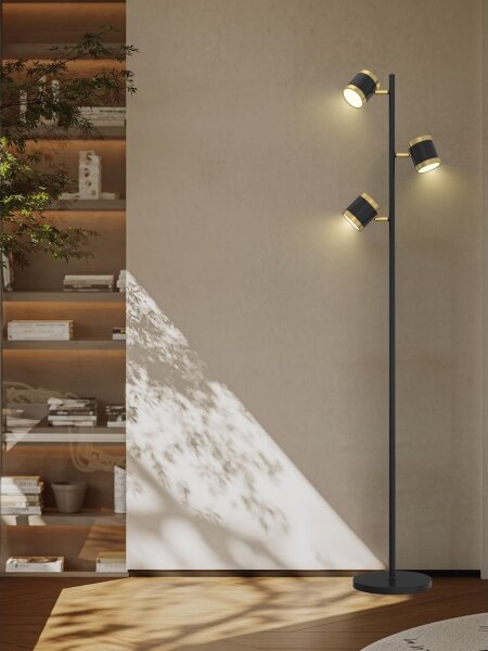 Wofi 3003-304S -LED Stmievateľná stojacia lampa TOULOUSE 3xLED/7W/230V čierna/zlatá