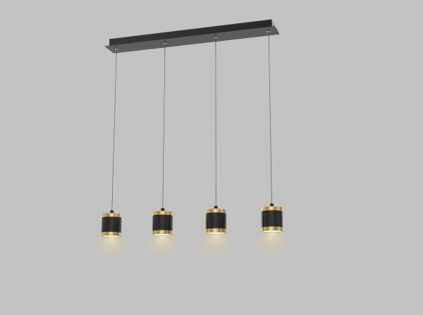 Wofi 7003-404 - LED stmievateľný závesný luster TOULOUSE 4xLED/8,5W/230V čierna/zlatá