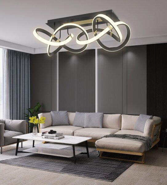 Wofi 9134-204 - LED Stmievateľný prisadený luster INDIGO LED/64W/230V čierna/zlatá