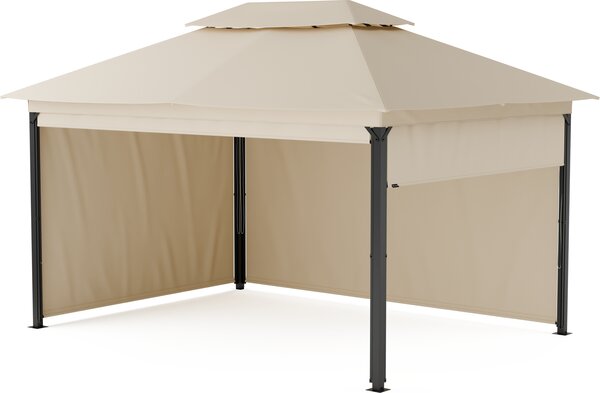 Blumfeldt Grandezza Cortina altánok 3x4 m - oceľový rám, rolovacie bočné panely, odolný voči poveternostným vplyvom, UV ochrana, záhradný altánok, béžový