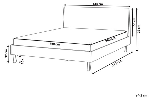 Drevená posteľ svetlohnedá svetlý dub 140 x 200 cm MDF dubová dyha klasický rám postele s čelom