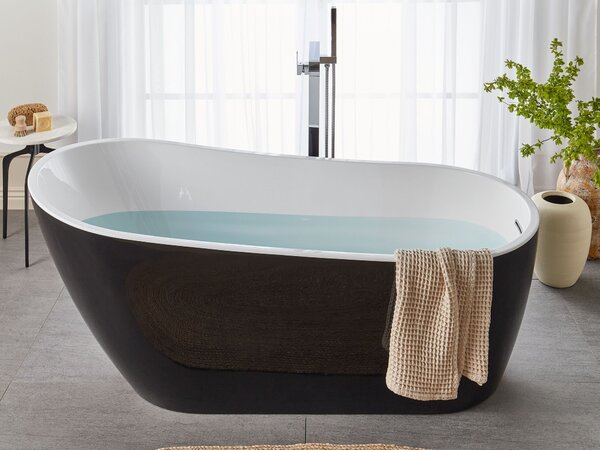 Voľne stojaca vaňa čierna sanitárny akrylát 170 x 78 cm oválny tvar moderný štýl kúpeľňa