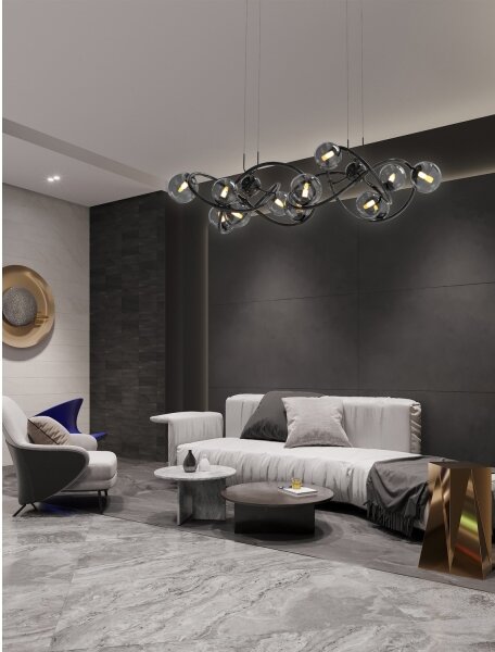 Wofi 7014-1405 - LED Luster na lanku NANCY 14xG9/3,5W/230V čierna/chróm