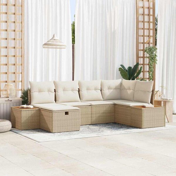 Maison Exclusive - Záhradná súprava s vankúmi 6 ks Béová Poly-rattan