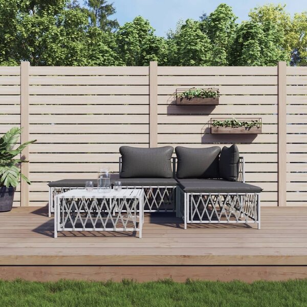 Maison Exclusive – 5-dielna záhradná súprava s vankúmi, biela oce