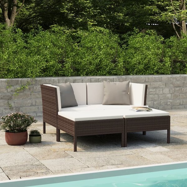 Maison Exclusive – 4-dielna záhradná súprava s poduškami Poly Rattan hnedá