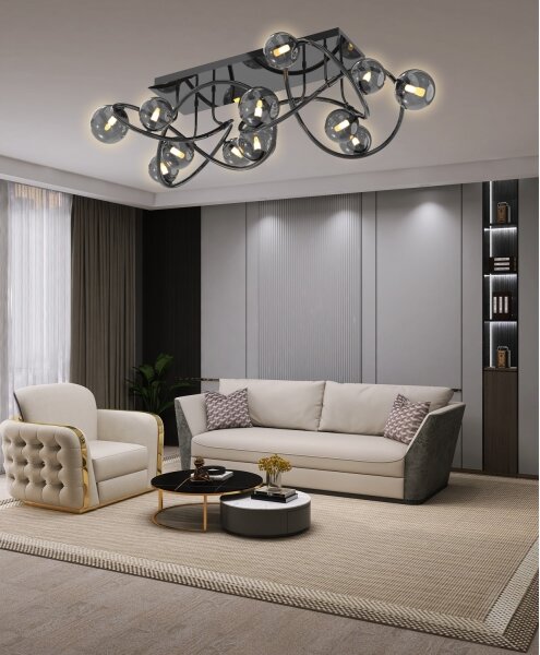 Wofi 9014-1205 - LED Prisadený luster NANCY 12xG9/3,5W/230V čierna/chróm