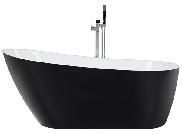 Voľne stojaca vaňa čierna sanitárny akrylát 170 x 78 cm oválny tvar moderný štýl kúpeľňa