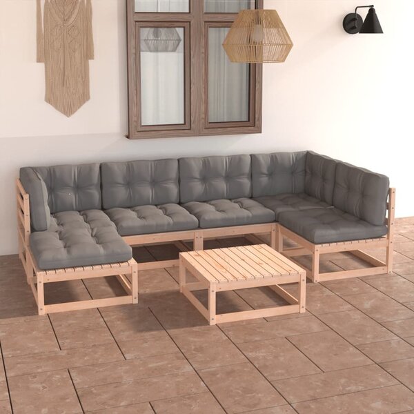 Maison Exclusive – 7-dielna záhradná súprava s vankúmi z masívneho borovicového dreva