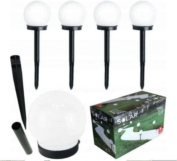 4x solárna záhradná lampa s guou bielej farby poháaná 10 cm
