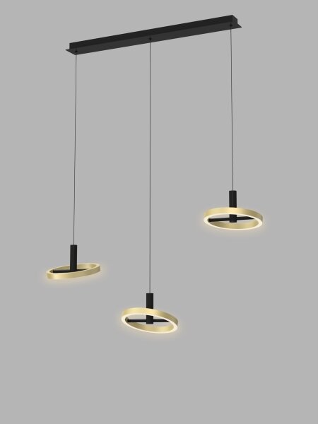 Wofi 7016-304 - LED Stmievateľný luster na lanku BREST LED/26W/230V čierna/zlatá