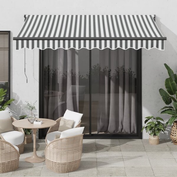 Maison Exclusive – Manuálna markíza, rozmery 3 x 2,5 m, pruhovaná (antracitová a biela)