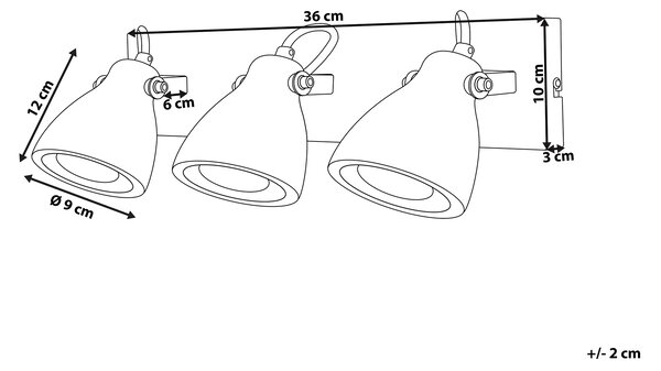Nástenná lampa sivá betónový efekt 3 svetlá tienidlá industriálny štýl obývacia izba spálňa kancelária