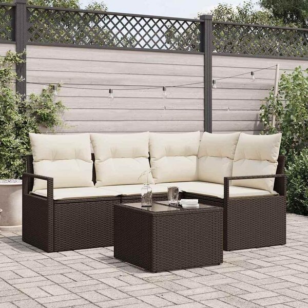 Maison Exclusive – Sedacia súprava, 5 kusov, hnedá [syntetický materiál]: polyratan