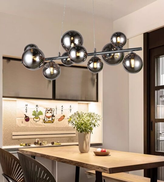 Wofi 6014.10.24.9000 - LED Luster na lanku VILLA 10xG9/3W/230V čierna/chróm