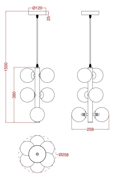 Wofi 6014-601W - LED Luster na lanku VILLA 6xG9/3W/230V zlatá