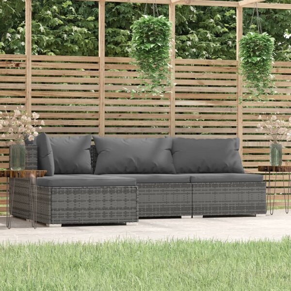 Maison Exclusive – 4-dielna záhradná súprava s vankúšmi, sivá, polyratan