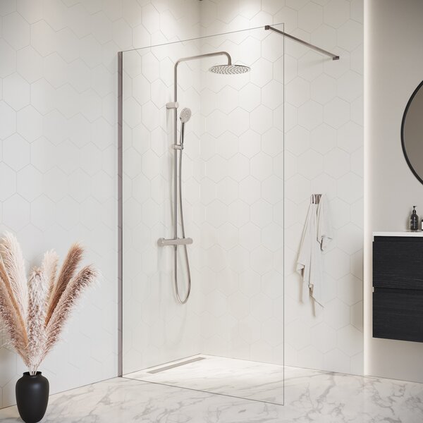 Badplaats Sprchová Zástena Florida 100 x 200 cm - Chróm - Walk-In Sprchový Kút 8 mm Bezpenostné Sklo