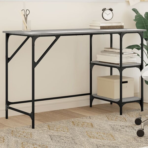 Maison Exclusive - písací stôl šedý Sonoma 120x50x75 cm kov drevený materiál