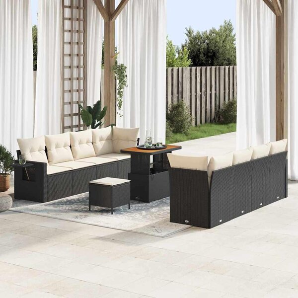 Maison Exclusive - Záhradný nábytok s vankúmi 11 ks ierny Poly Rattan