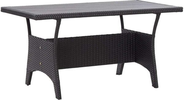 Maison Exclusive – Záhradný stôl, ierny, 120 × 70 × 66 cm, poly ratan