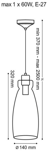 Luster na lanku VETRO 1xE27/60W/230V