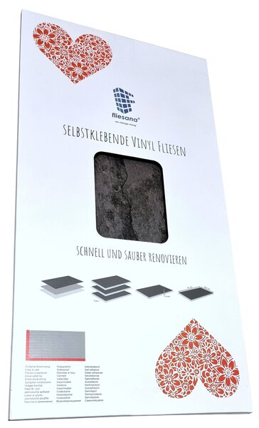 3 ks SCHIEFER Fliesana - Vodotesné lepiace obklady do kúpene a kuchyne - Moderný dizajn - Efekt prírodného kamea - Nalepenie na kuchynský obklad