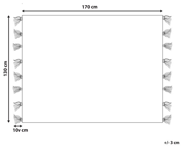 Bavlnená deka béžová a čierna bavlna 130 x 170 cm pruhovaný vzor ozdobné strapce ručná výroba