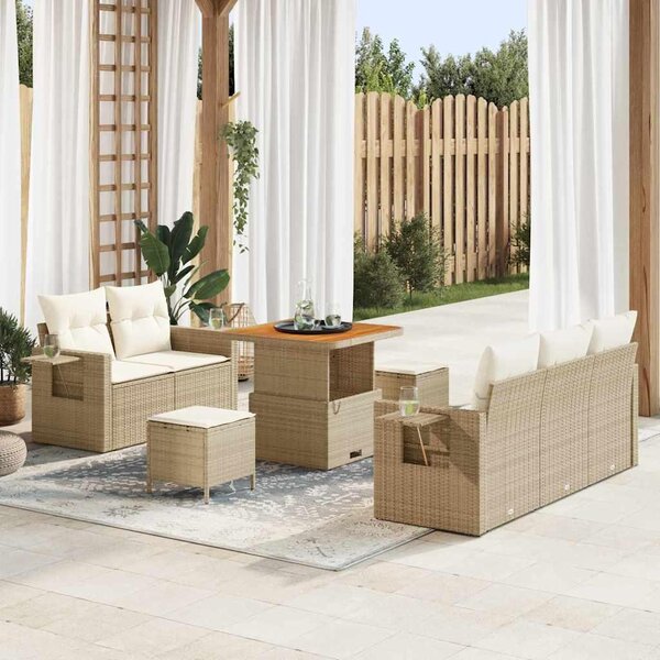 Maison Exclusive - Záhradný nábytok s vankúmi 8 ks Béový Poly-rattan