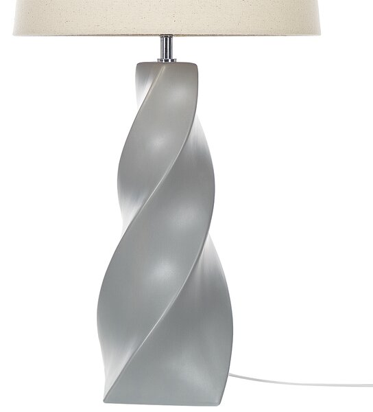 Stolná lampa sivá keramická 71 cm biele látkové tienidlo klasické stolové osvetlenie
