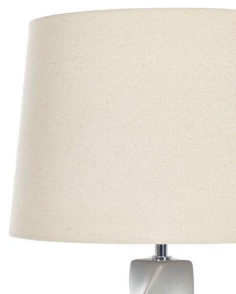 Stolná lampa sivá keramická 71 cm biele látkové tienidlo klasické stolové osvetlenie